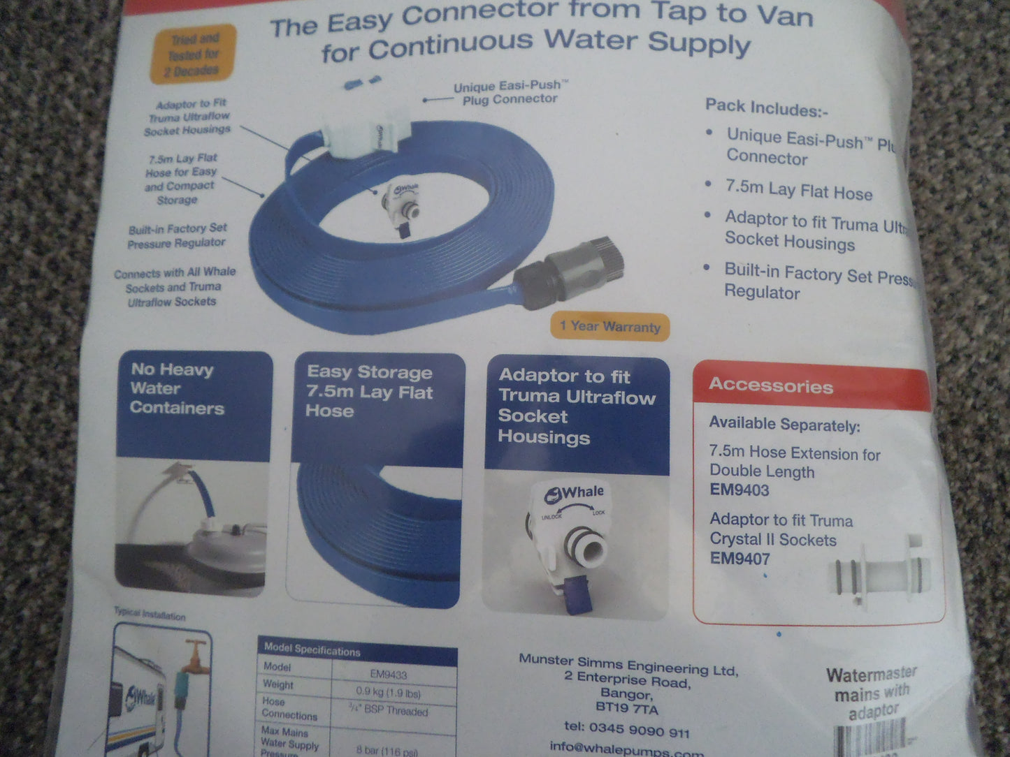 Whale Watermaster Mains Water Hook Up Aquasource EM9433