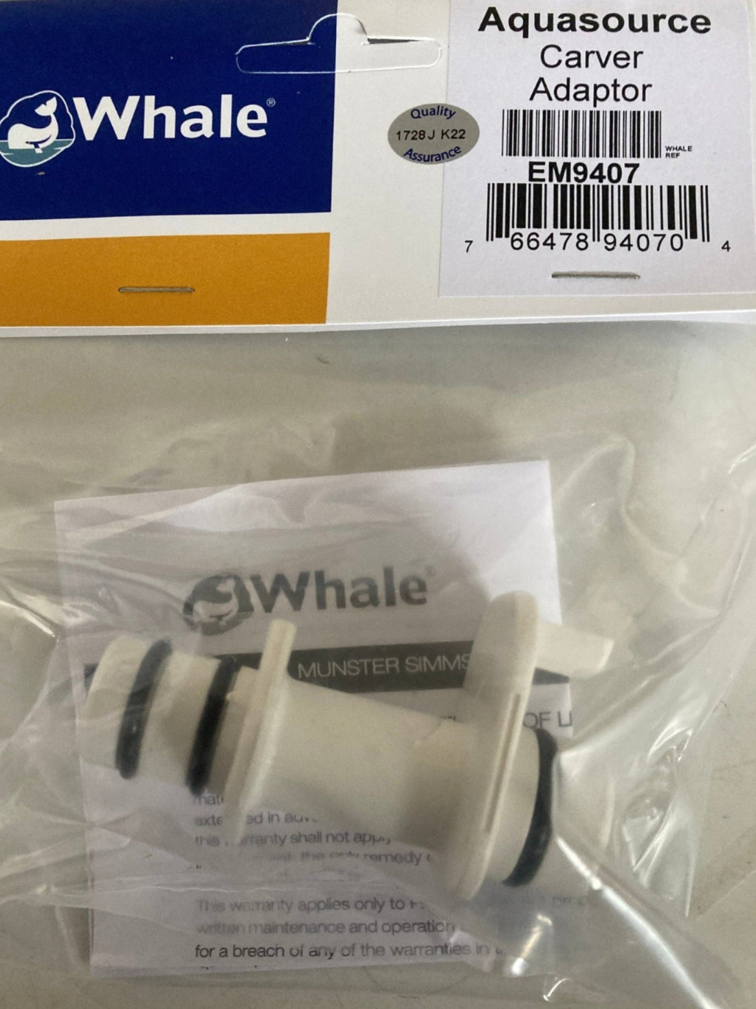 Whale Aquasource Carver Adaptor EM9407 For EM9433 Mains Water KIt